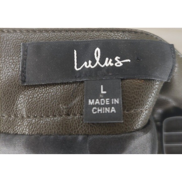 Lulus Mini Skirt Womens Large Faux Leather Dark Brown Back Zip Pockets Lined - Picture 6 of 7